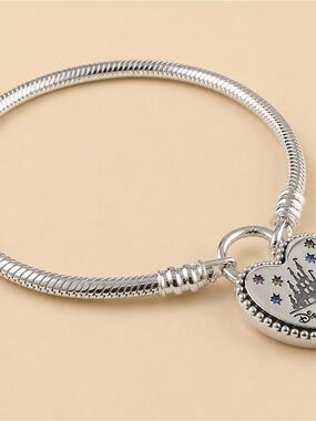 Pandora Disney Silver-Tone Mickey Heart Charm Bracelet